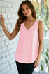 Modern Eyelet Knit Patterned Loose V Neck Tank Top
