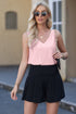 Modern Eyelet Knit Patterned Loose V Neck Tank Top