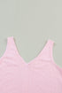 Modern Eyelet Knit Patterned Loose V Neck Tank Top