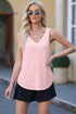 Modern Eyelet Knit Patterned Loose V Neck Tank Top