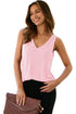 Modern Eyelet Knit Patterned Loose V Neck Tank Top