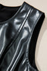 Modern Faux Leather Ruffle Hem Sleeveless Mini Dress