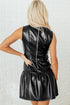 Modern Faux Leather Ruffle Hem Sleeveless Mini Dress