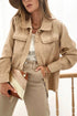 Modern Frilled Pocket Button Up Corduroy Shirt Jacket