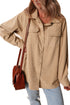 Modern Frilled Pocket Button Up Corduroy Shirt Jacket