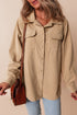 Modern Frilled Pocket Button Up Corduroy Shirt Jacket