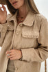 Modern Frilled Pocket Button Up Corduroy Shirt Jacket