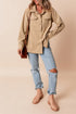 Modern Frilled Pocket Button Up Corduroy Shirt Jacket
