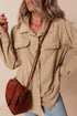 Modern Frilled Pocket Button Up Corduroy Shirt Jacket