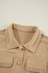 Modern Frilled Pocket Button Up Corduroy Shirt Jacket
