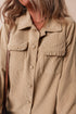 Modern Frilled Pocket Button Up Corduroy Shirt Jacket