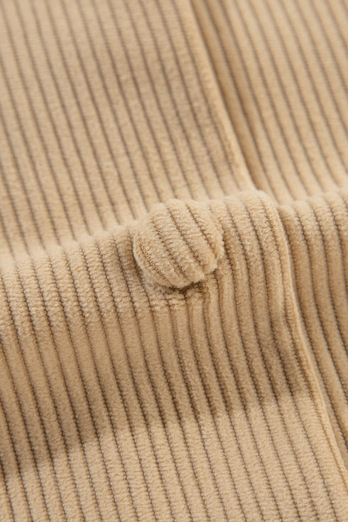 Modern Frilled Pocket Button Up Corduroy Shirt Jacket