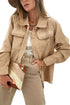 Modern Frilled Pocket Button Up Corduroy Shirt Jacket