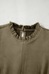 Modern Frilled Round Neck Puff Sleeve Shift Mini Dress