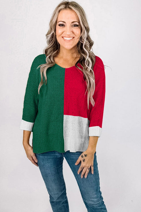Modern Geometric Block Drop Shoulder Sweater