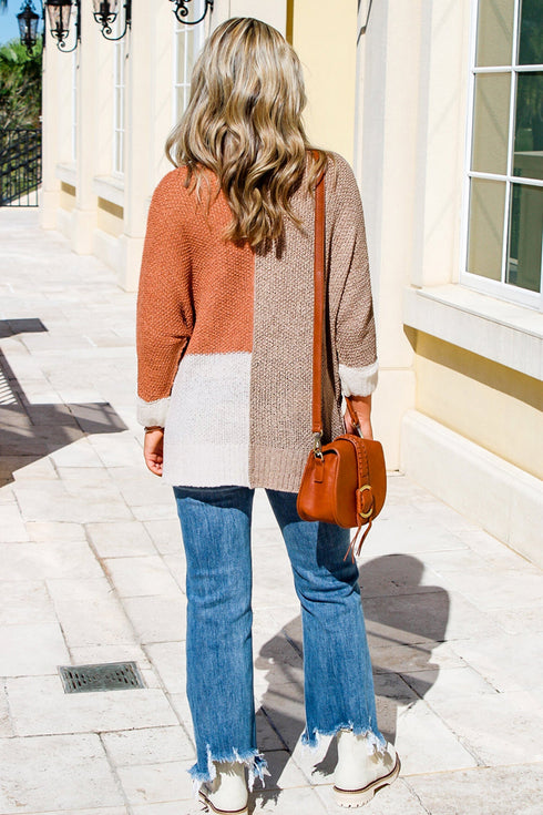 Modern Geometric Block Drop Shoulder Sweater