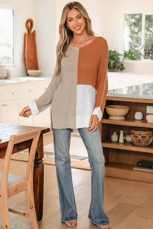 Modern Geometric Block Drop Shoulder Sweater