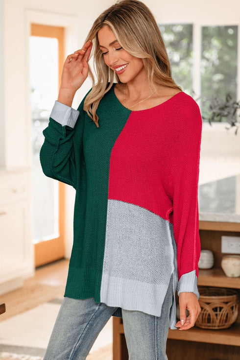 Modern Geometric Block Drop Shoulder Sweater