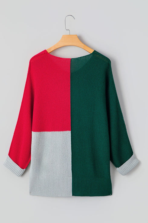 Modern Geometric Block Drop Shoulder Sweater