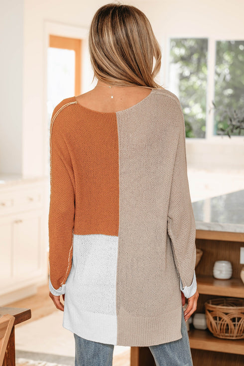 Modern Geometric Block Drop Shoulder Sweater