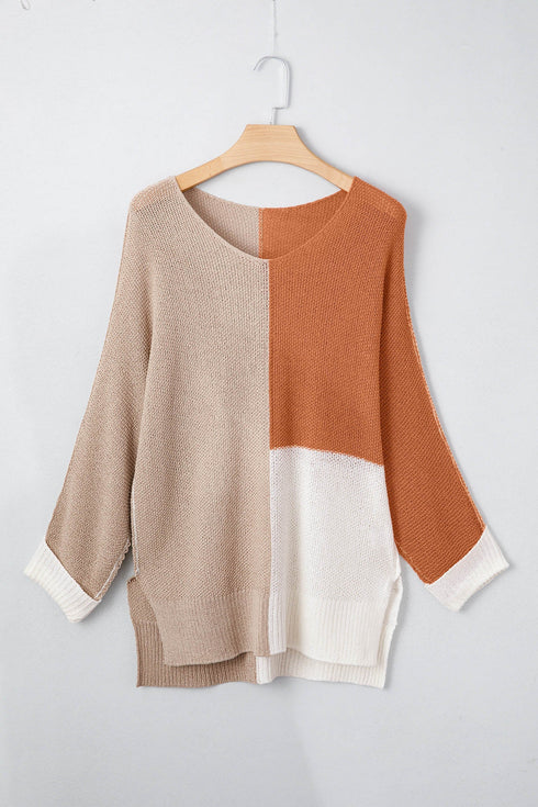 Modern Geometric Block Drop Shoulder Sweater