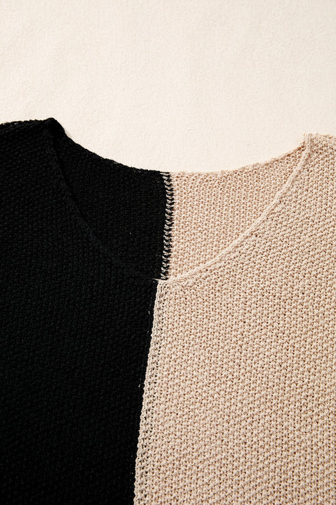 Modern Geometric Block Drop Shoulder Sweater