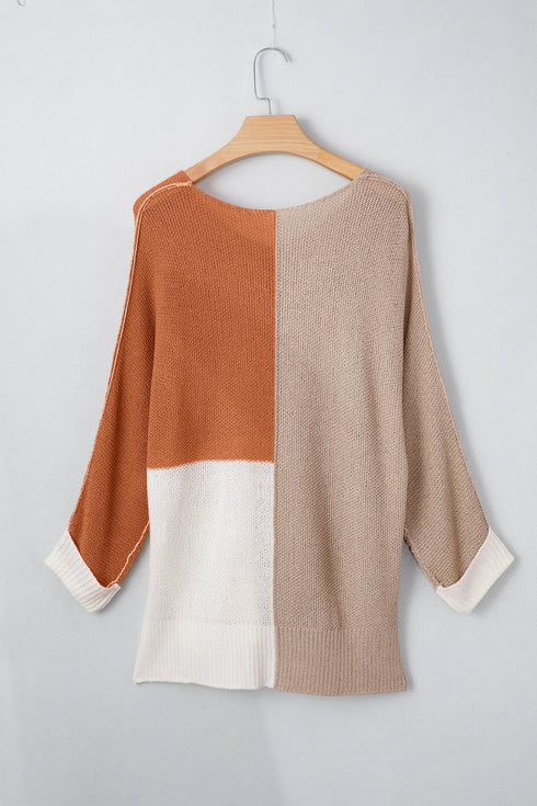 Modern Geometric Block Drop Shoulder Sweater