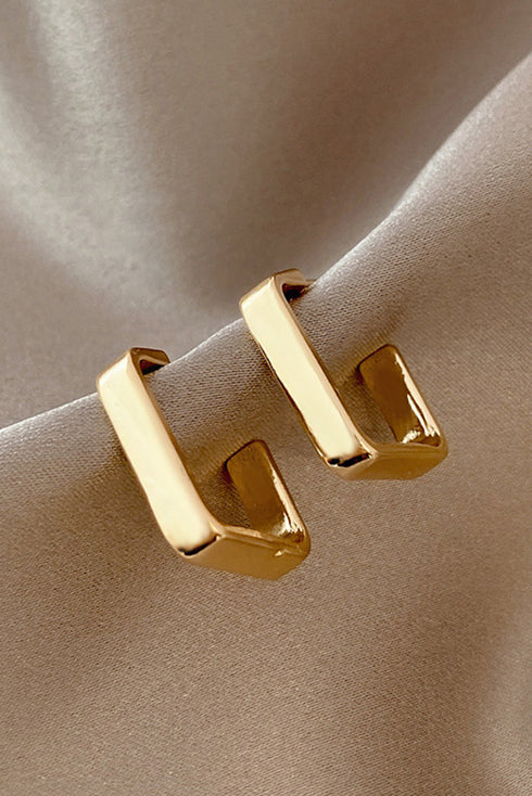 Modern Geometric Plated Alloy Square Hook Earrings