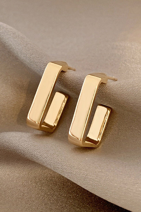Modern Geometric Plated Alloy Square Hook Earrings