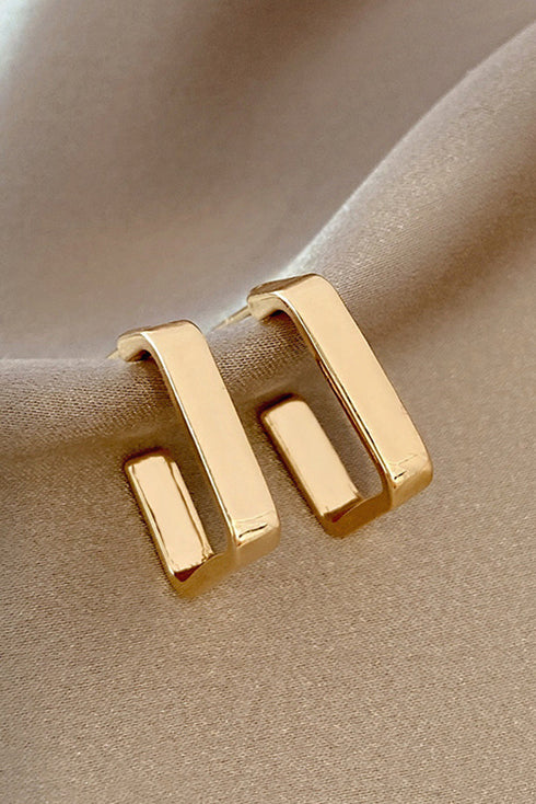 Modern Geometric Plated Alloy Square Hook Earrings
