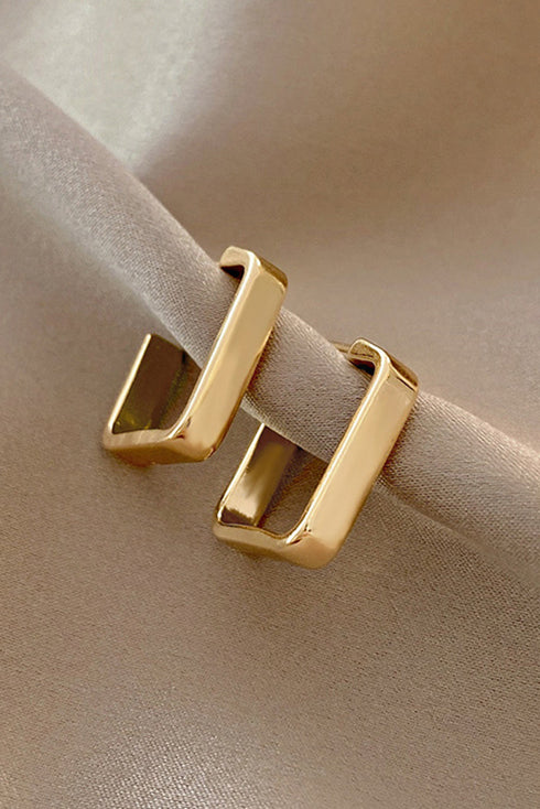 Modern Geometric Plated Alloy Square Hook Earrings
