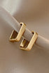 Modern Geometric Plated Alloy Square Hook Earrings