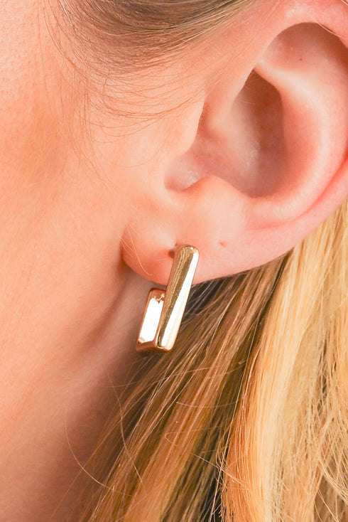 Modern Geometric Plated Alloy Square Hook Earrings