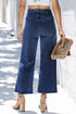 Modern High Waist Button Front Wide Leg Cropped Jeans