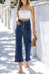 Modern High Waist Button Front Wide Leg Cropped Jeans