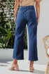 Modern High Waist Button Front Wide Leg Cropped Jeans