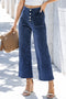 Modern High Waist Button Front Wide Leg Cropped Jeans