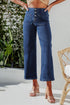 Modern High Waist Button Front Wide Leg Cropped Jeans