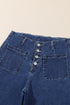 Modern High Waist Button Front Wide Leg Cropped Jeans