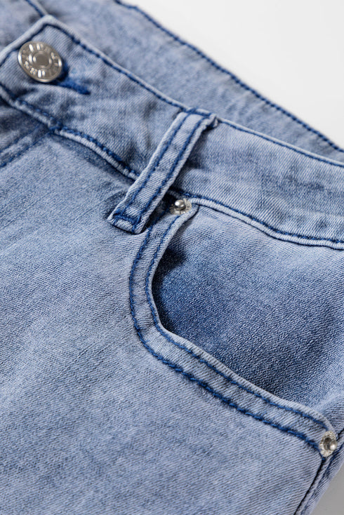 Modern High Waist Solid Button Fly Flare Jeans