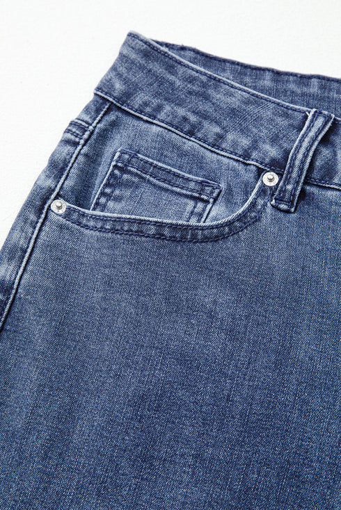 Modern High Waist Solid Button Fly Flare Jeans