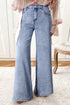 Modern High Waist Solid Button Fly Flare Jeans