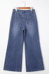 Modern High Waist Solid Button Fly Flare Jeans