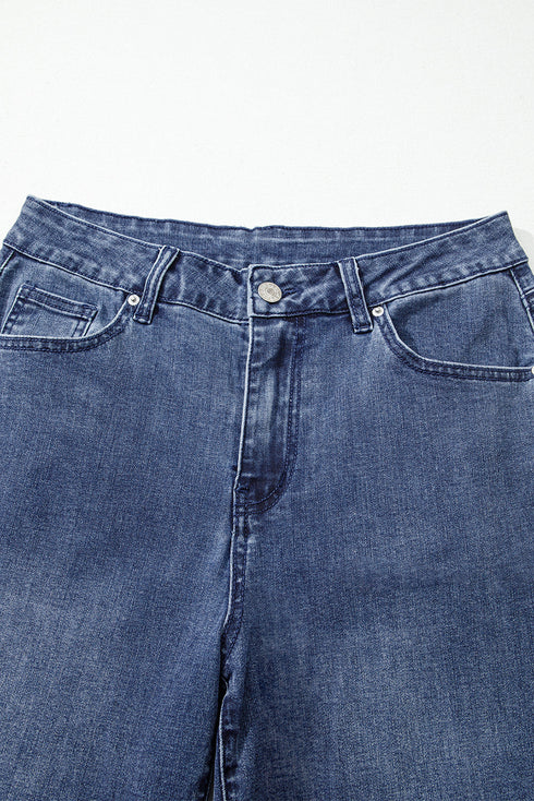 Modern High Waist Solid Button Fly Flare Jeans