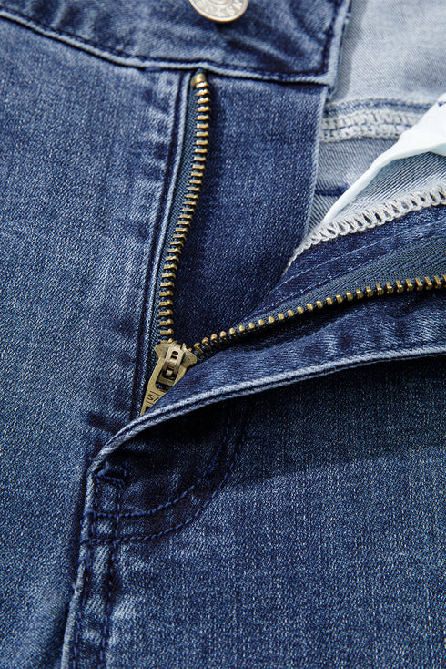 Modern High Waist Solid Button Fly Flare Jeans