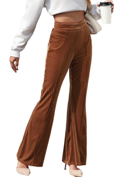 Modern High Waisted Flare Silhouette Corduroy Pants