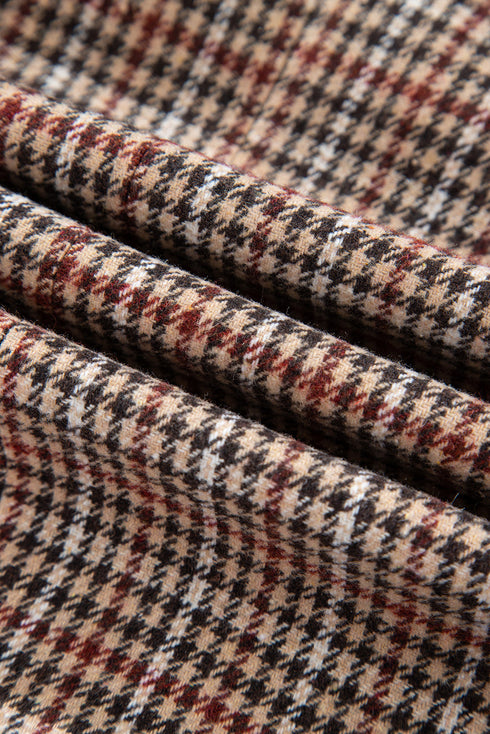Modern Houndstooth Print Lapel Collar Blazer