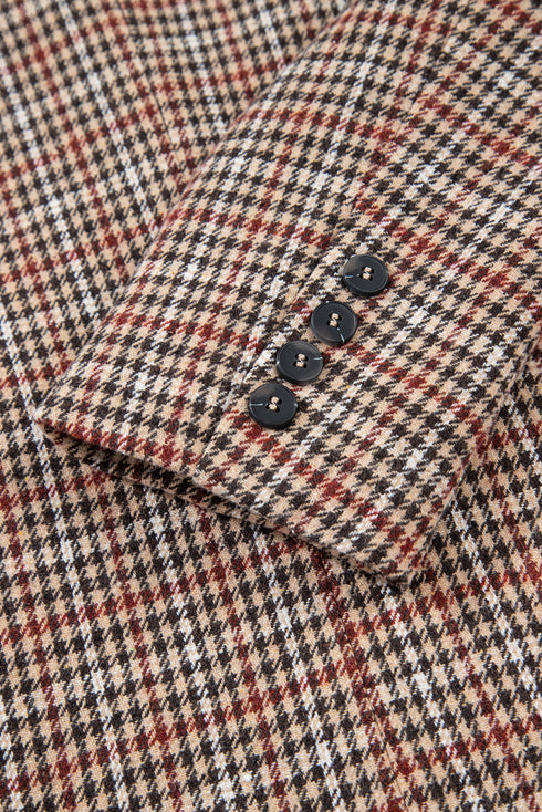 Modern Houndstooth Print Lapel Collar Blazer