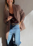 Modern Houndstooth Print Lapel Collar Blazer