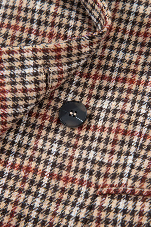 Modern Houndstooth Print Lapel Collar Blazer